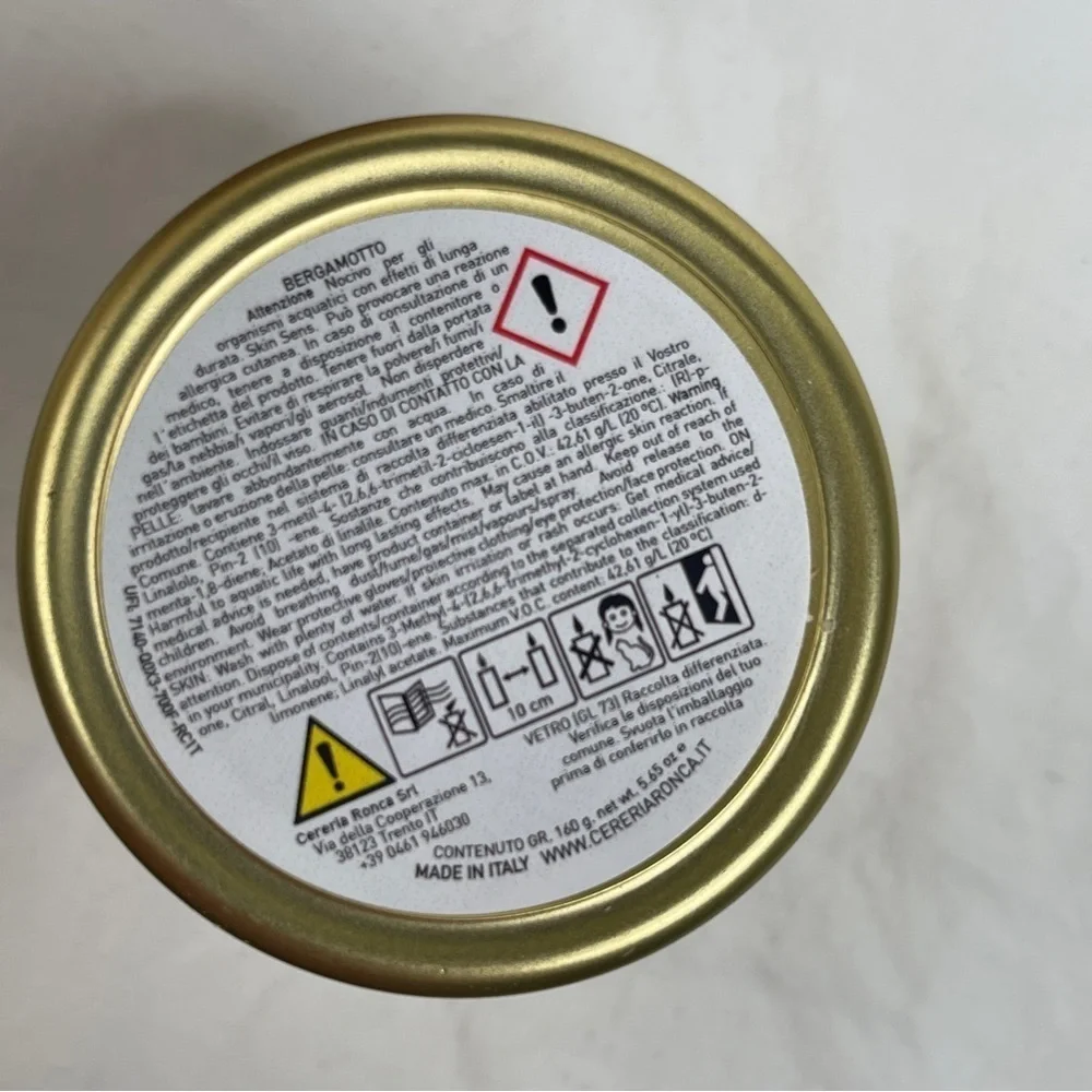 Marco Bicego Bergamot Scented Candle Made in Italy